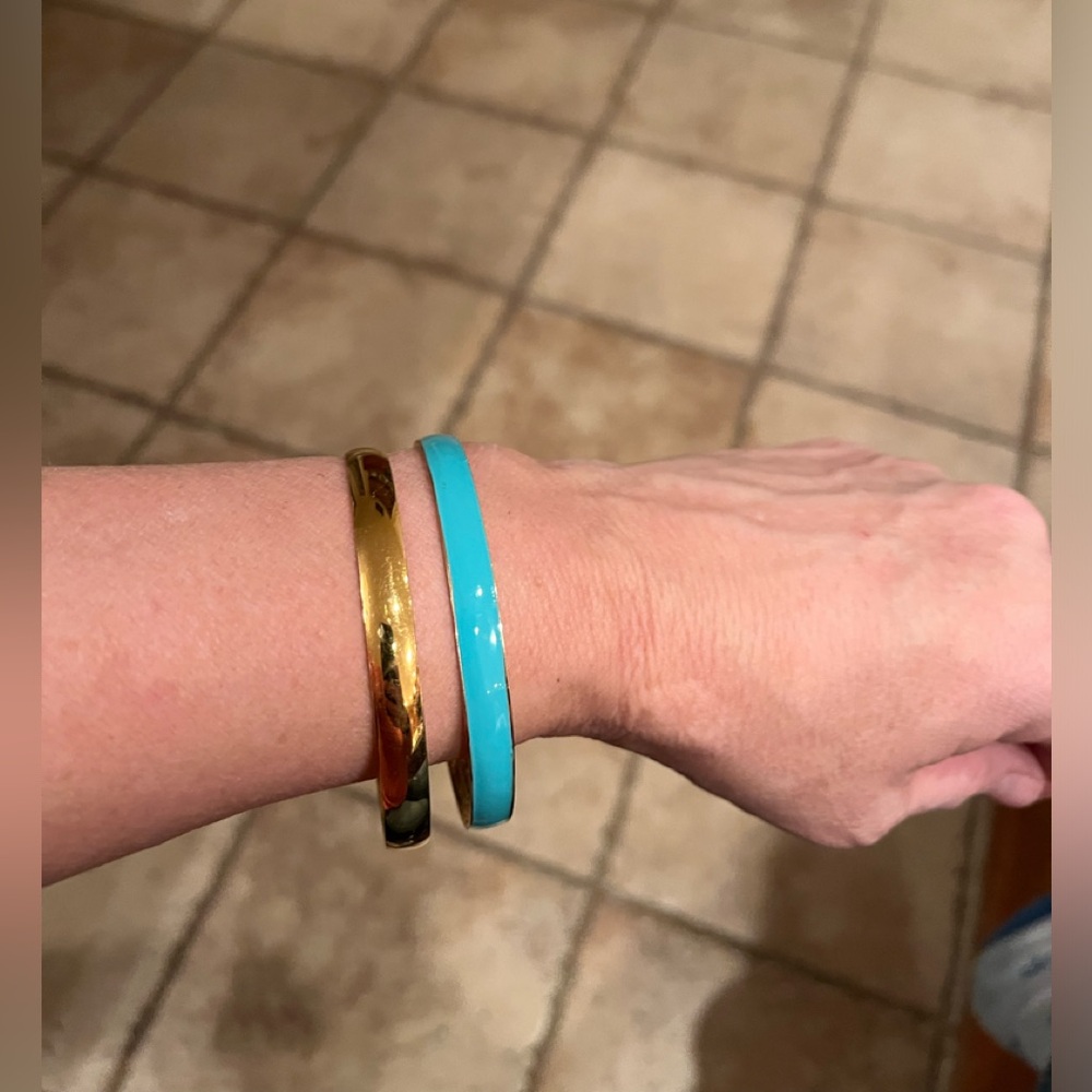 JCrew Bangles gold tone and turquoise set